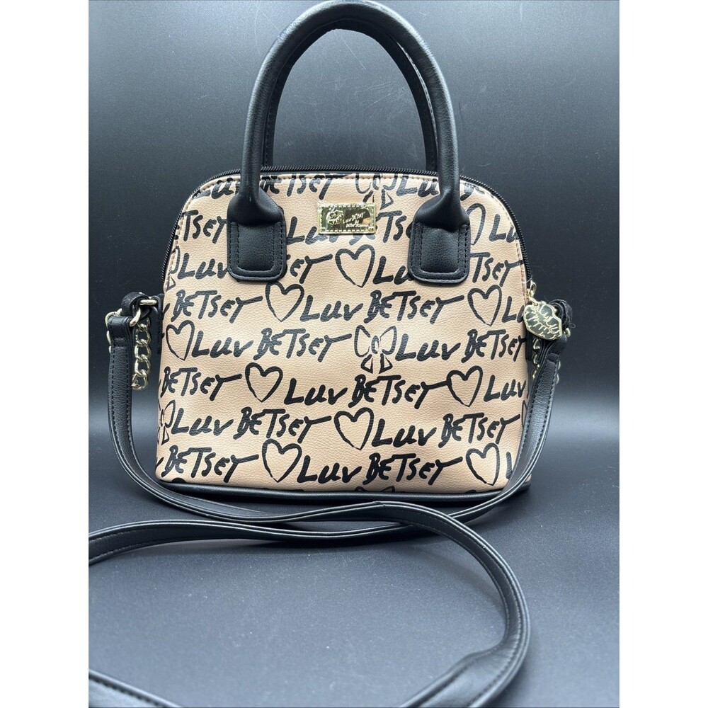 Luv Betsy By BETSEY JOHNSON Brown & Black Small Domed Satchel Zip Top Bag Charm